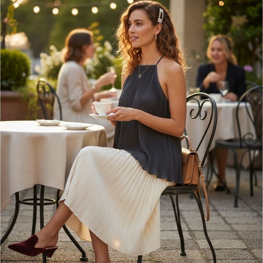 Love Riche Black Pleated Relaxed Blouse